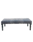 47" Blue And Cream Abstract Design Blue Leg Upholstered Bench