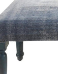 47" Blue And Cream Abstract Design Blue Leg Upholstered Bench