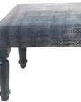 47" Blue And Cream Abstract Design Blue Leg Upholstered Bench