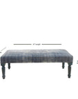 47" Blue And Cream Abstract Design Blue Leg Upholstered Bench