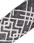 47" Gray And White Geometric Cotton Upholstered Distressed Bench