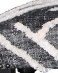47" Gray And White Geometric Cotton Upholstered Distressed Bench
