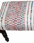 47" Ivory Red and Pink Black Leg Chevron Stripe Upholstered Bench
