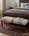 47" Ivory Red and Pink Black Leg Chevron Stripe Upholstered Bench