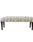 47" Cream Textural Boho Stripe Black Leg Upholstered Bench