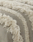 47" Cream Textural Boho Stripe Black Leg Upholstered Bench