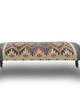 47" Beige Brown and Rust and Black Jute and Wool Blend Upholstered Southwest Distressed Bench