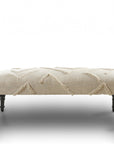 47" Cream and Black Cotton Upholstered Geometric Bench