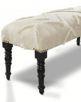 47" Cream and Black Cotton Upholstered Geometric Bench