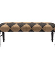 47" Tan And Black Black Leg Checkered Upholstered Bench