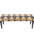 47" Tan And Black Black Leg Checkered Upholstered Bench