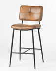 Set of Two 27" Brown And Black Suede And Steel Counter Height Bar Chairs