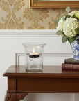 4" Clear Glass Tabletop Hurricane Candle Holder With Candle