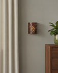 9" Brown Floral Iron Wall Sconce Candle Holder With Candle