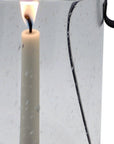 12" Light Gray Glass Centerpiece Taper Candle Holder With Candle