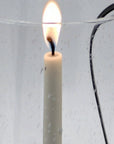12" Light Gray Glass Centerpiece Taper Candle Holder With Candle