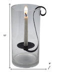 12" Light Gray Glass Centerpiece Taper Candle Holder With Candle