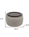 26" Light Gray And Natural Wood And Upholstery Round Ottoman With Storage