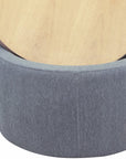 26" Dark Gray And Natural Wood And Upholstery Round Ottoman With Storage