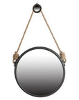 Black and Silver Round Accent Metal Mirror