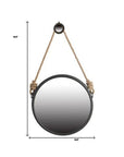 Black and Silver Round Accent Metal Mirror