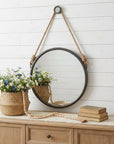 Black and Silver Round Accent Metal Mirror