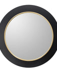 32" Black And Gold Lighted Round Metal Framed Accent Mirror