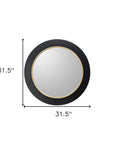 32" Black And Gold Lighted Round Metal Framed Accent Mirror