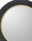 32" Black And Gold Lighted Round Metal Framed Accent Mirror
