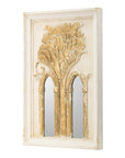 Set of Two 30" White and Gold Wood Framed Accent Mirrors