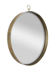 34" Gold Round Iron Framed Accent Mirror