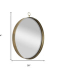 34" Gold Round Iron Framed Accent Mirror