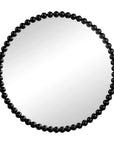 32" Black Iron Beaded Round Framed Accent Mirror