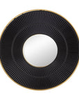 32" Black And Gold Round Wood And Metal Framed Accent Mirror