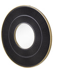 32" Black And Gold Round Wood And Metal Framed Accent Mirror