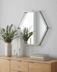 8" Silver Hexagon Steel Framed Accent Mirror