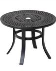 24" Black Rounded Metal Outdoor Bistro Table with Umbrella Hole