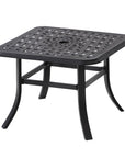 24" Black Square Metal Outdoor Bistro Table with Umbrella Hole
