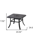 24" Black Square Metal Outdoor Bistro Table with Umbrella Hole
