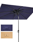 10' Navy Blue Polyester Rectangular Tilt Market Patio Umbrella
