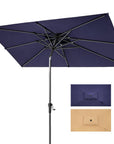 10' Navy Blue Polyester Rectangular Tilt Market Patio Umbrella