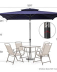 10' Navy Blue Polyester Rectangular Tilt Market Patio Umbrella