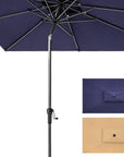 10' Navy Blue Polyester Rectangular Tilt Market Patio Umbrella