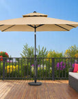 10' Tan Polyester Rectangular Tilt Market Patio Umbrella