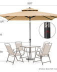 10' Tan Polyester Rectangular Tilt Market Patio Umbrella