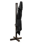 13' Black Polyester Rectangular Tilt Cantilever Patio Umbrella with Stand