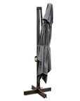 13' Gray Polyester Rectangular Tilt Cantilever Patio Umbrella with Stand