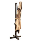 13' Tan Polyester Rectangular Tilt Cantilever Patio Umbrella with Stand