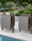 Set of Two Gray Aluminum Eight Position Adjustable Sling Outdoor Folding Chaise Lounges