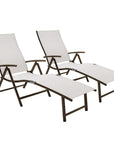 Set of Two Light Gray Aluminum Eight Position Adjustable Sling Outdoor Folding Chaise Lounges